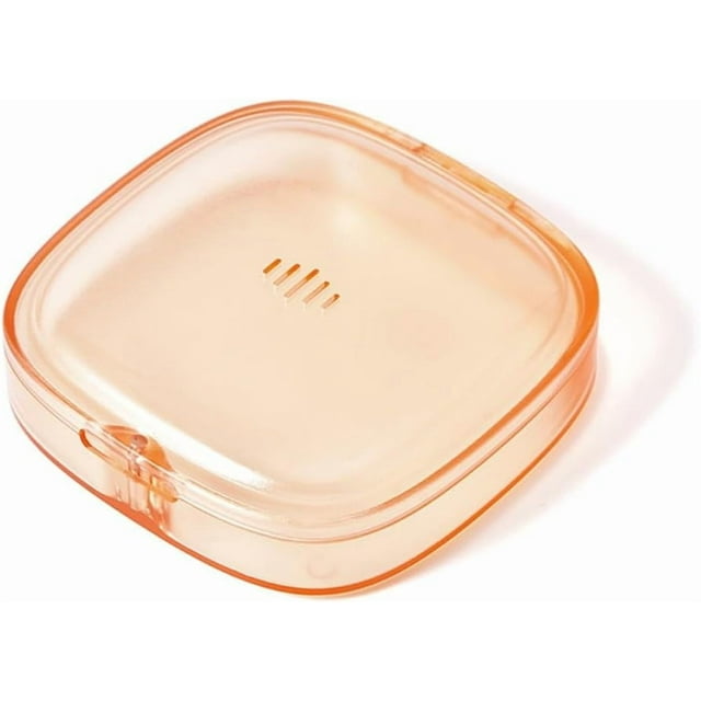 Transparent Slim Retainer Holder, Small Travel Night Guard Case Fits in Pocket, Stylish Retainer Case with Vent Holes, Sleek Compact Aligner Case Compatible with Invisalign (Orange)