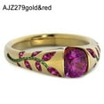 thumbnail image 7 of Opolski Women Fashion Leaf Faux Sapphire Rhinestone Inlaid Finger Ring Club Jewelry Gift, 7 of 7