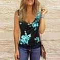 thumbnail image 2 of Camisetas de tirantes Camisetas sin mangas con estampado Floral para mujer, camisetas sin mangas con retazos de encaje, camisetas informales con cuello holgado para verano (Sky Blue, XL), 2 of 6