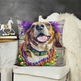 thumbnail image 2 of Throw Pillow Cushion Cover, Happy Smiling Basset Hound Dog Wearing a Jester Hat Neck Garland Bead Necklace, Decorative Square Accent Pillow Case,White Brown, 2 of 5