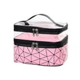 thumbnail image 2 of kaioher Makeup Bag Double Layers Transparent Large Capacity Zipper Geometric Store Cosmetic Colorfast Travel Geometric Cosmetic Bag for Office, 2 of 7