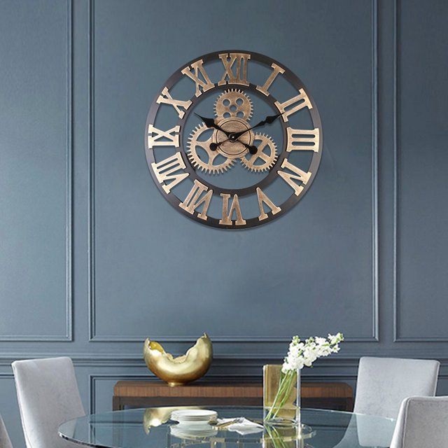Handmade Wall Clock,3D Rustic Handmade Wall Rustic Wall Clock Gear Wall Clock Innovative Solution