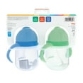 thumbnail image 3 of Nuby's Clik-It 2-Handle Silicone Trainer Cup with Weighted Straw for Toddlers, ages 12 months+, Blue/Green, 2 Pack, 3 of 8
