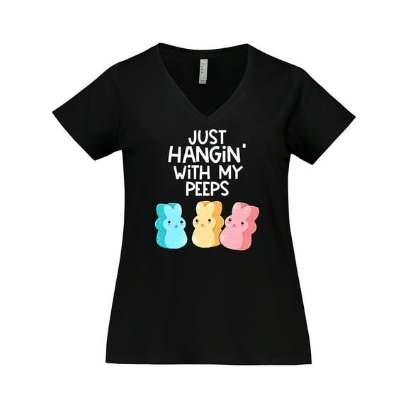 Inktastic Easter Hangin' with My Peeps Women's Plus Size V-Neck T-Shirt