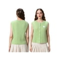 thumbnail image 2 of Komoo Women Vintage Knit Tank Top Sleeveless Crewneck Button Down Summer Sweater Vest Streetwear, 2 of 7