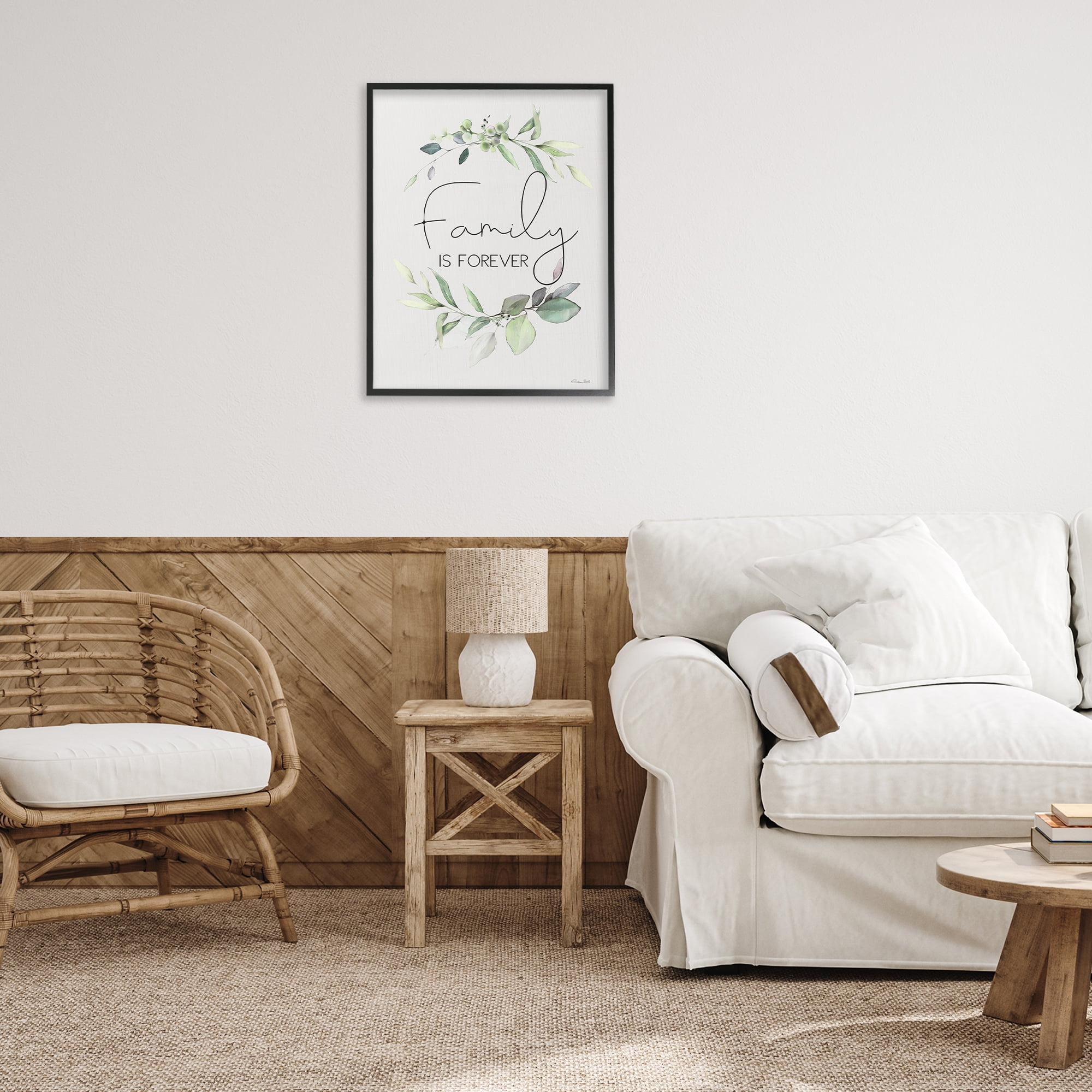 Stupell Industries Family Is Forever Botanical & Floral Painting Black Framed Art Print Wall Art, 24 x 30