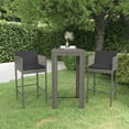 thumbnail image 1 of vidaXL 3 Piece Garden Bar Set with Cushions Poly Rattan Grey, 1 of 5