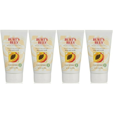 Burt's Bees Peach & Willowbark Deep Pore Scrub 4 oz (Pack of 4)