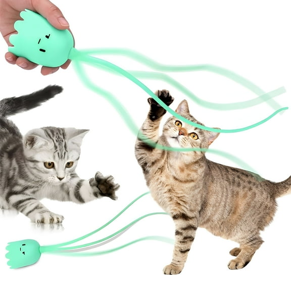 ACDANC Interactive Cat Toys for Indoor Cats, Self Play Electronic Cat Wand Toy with 2 Silicone Tails, Stress Relief Toy for Indoor Cats