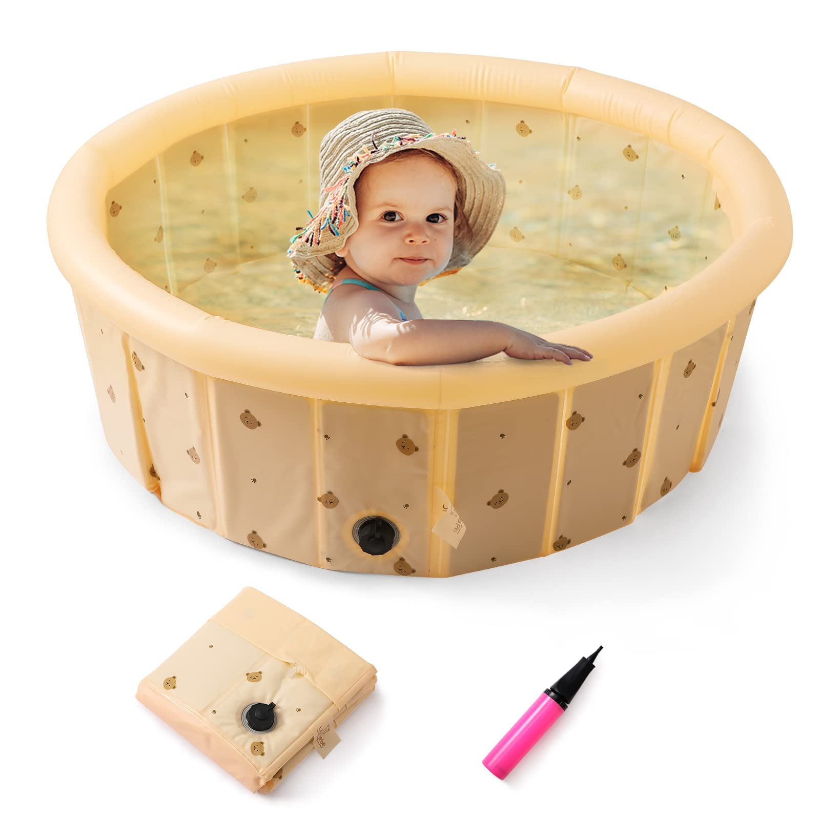 Foldable Kiddie Pool Hard Plastic Portable Swimming Pool Indoor Outdoor