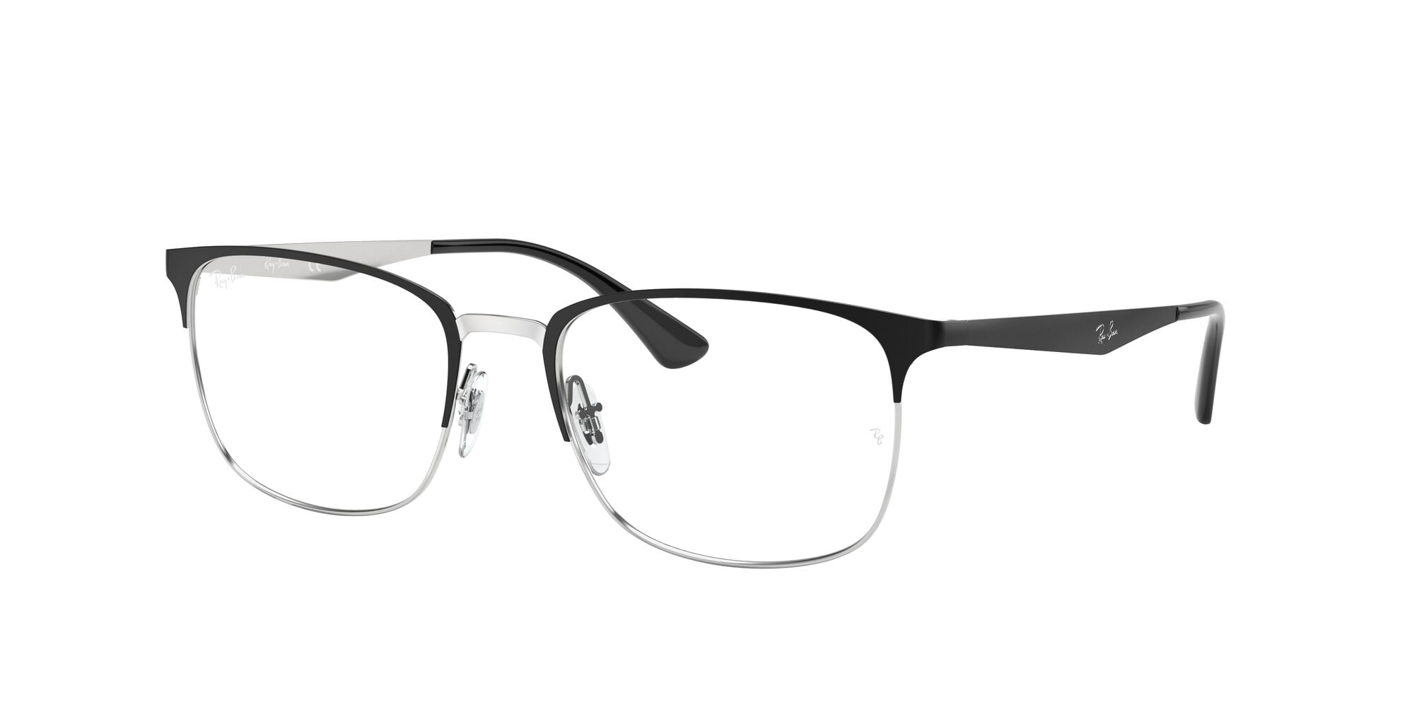 Ray-Ban Unisex Size 54 Semi-Rimless Prescription Eyeglasses with Case, Matte Black on Silver/Demo Lens