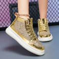 thumbnail image 4 of LASUDRAA Mens and Womens Ankle Couple Shoes Sequins Trendy High Top Street Dance Casual Board Shoes, 4 of 8