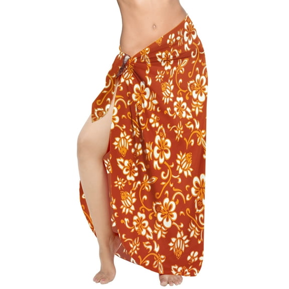 HAPPY BAY Women's Beachwear Sarong Coverups Long Swim Cover ups Bikinis Wraps Vacation Summer Beach Cover-up for Women One Size Strawberry, Leaves