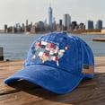 thumbnail image 2 of 250 Anniversary USA Hat 4th of July American Flag Cap Adjustable Retro Denim Hat Patriotic Commemorative Gift for Veterans History Lovers,Royal Blue, 2 of 5