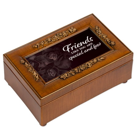 Friends Like You Woodgrain 7 X 4 Mdf Wood Musical Box Plays Tune That'S What Friends Are For
