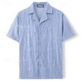 thumbnail image 5 of Domuza Lace Shirt for Men Floral Hollow Out See Casual Casual Short Sleeve Button Down Hawaiian Vacation Shirts Blue M, 5 of 5