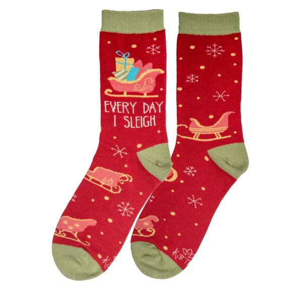Novelty Socks Holiday Socks Sleigh Cotton Christmas Sled Santa Ka112503