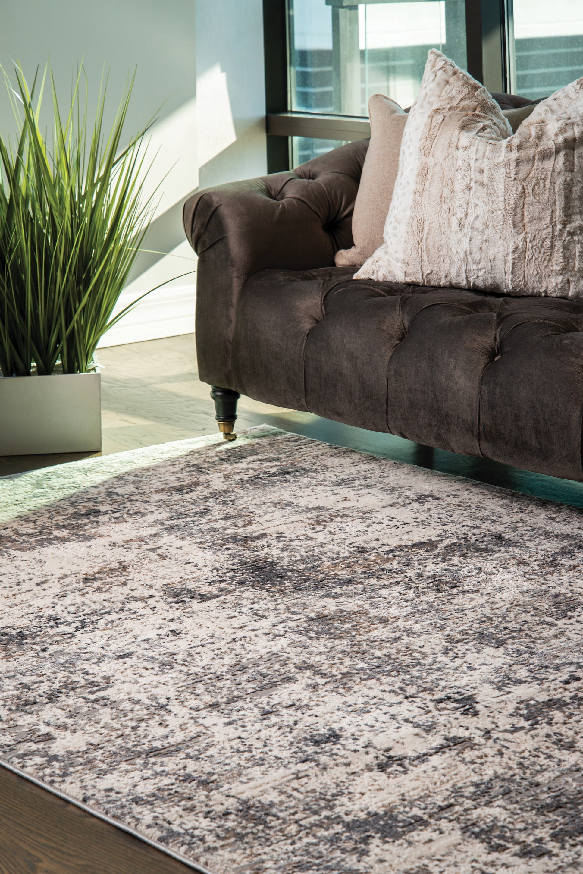 United Weavers Hyperion Enceladus Transitional Abstract Area Rug, Charcoal, 12'6" x 15'