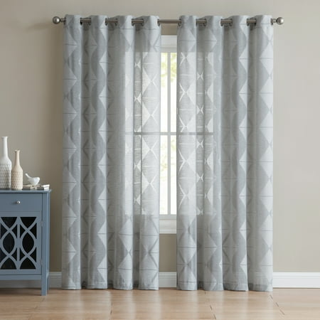 - Mainstays Brody Geometric Burnout Grommet Top Window Curtain Panel, Multiple Sizes and Colors Available