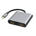 thumbnail image 2 of HOZVOMI 4-in-1 USB C Docking Station, 2 HDMI Ports (4K), 1 USB 3.0 Port, 60W PD Charging, Gray Aluminum Alloy, Compatible with MacBook, Surface Book, Type-C Devices (2015-2019), 2 of 9