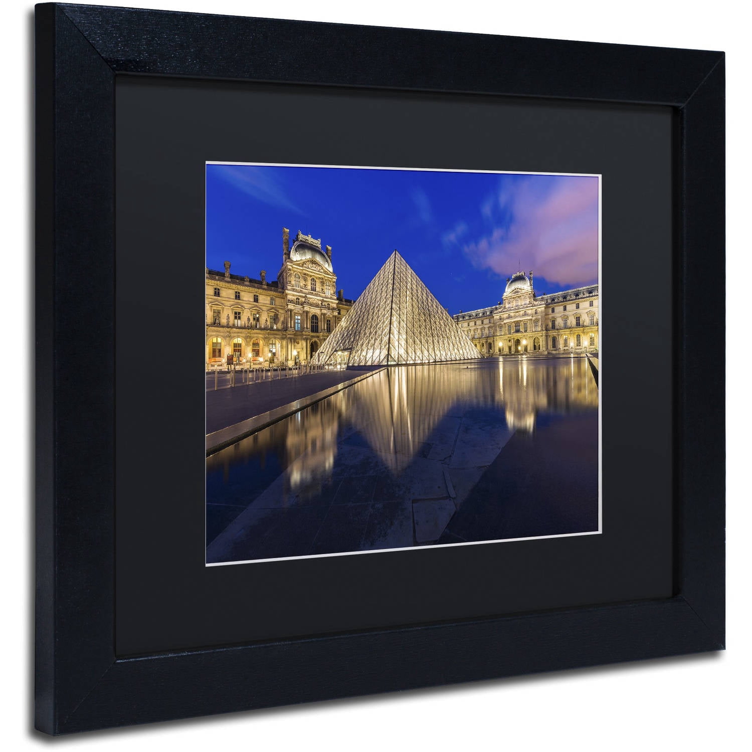 Trademark Fine Art "Golden Hour in the Louvre" Canvas Art by Mathieu Rivrin, Black Matte, Black Frame