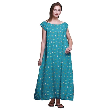 

Bimba NightwearÂ For Women Printed Nightgown Rayon Long Maxi Dress Sleepwear