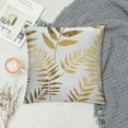 thumbnail image 2 of COMIO  Throw Pillow Cover Gold Leaves Pattern Modern Decorative Pillow Shams Bronzing Flannelette Square Cushion Cover for Bedroom Sofa Car., 2 of 5