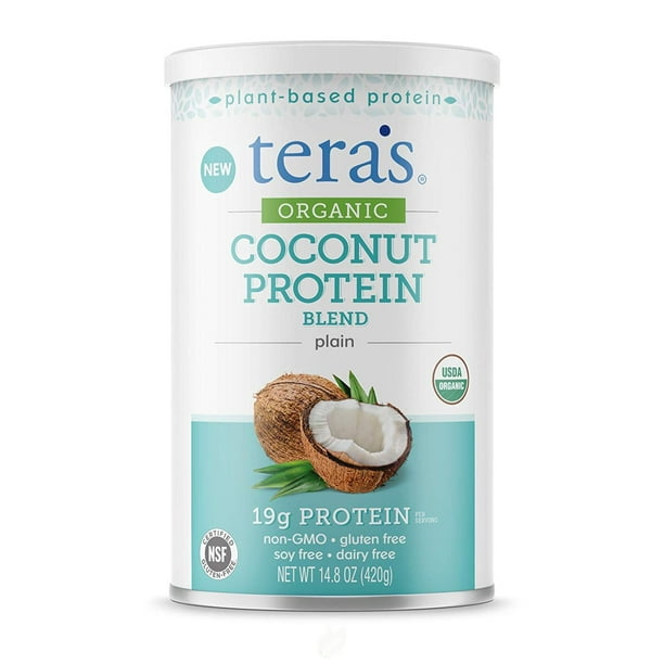 Organic Coconut Protein Plain 14.8 Oz by Tera's Whey, Pack of 2
