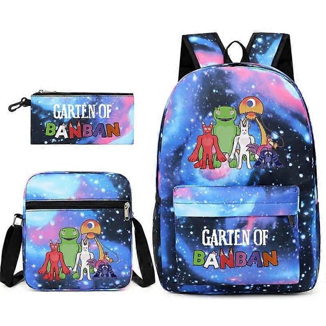 Three-piece Set Garten Of Banban Game Peripheral Two-dimensional Backpack Student Schoolbag Shoulder Bag Pencil Case