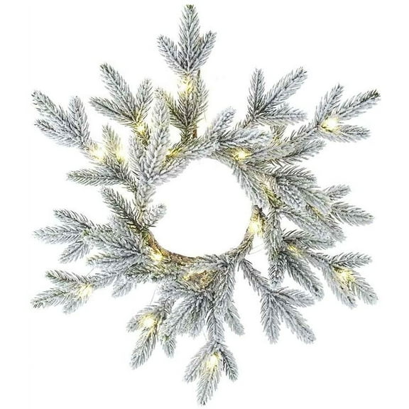 Kurt Adler 18-Inch 20-Light Battery-Operated LED Flocked Pine Wreath