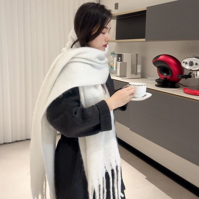 Zhuge Bufandas de mujer, pashminas, chales y envolturas para vestidos de noche, viajes, oficina, bodas de invierno, bufandas grandes de tacto de cachemira, color blanco C