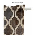 thumbnail image 5 of Brown Moroccan Linen Curtain Valance for Bedroom/Bathroom/Kitchen/Living/Dining Room Window,Geometric Trellis Modern Rustic Chic Plaid Pocket Topper Drapes Decorative Cafe Drapery Panel 42"x12", 5 of 6