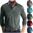 thumbnail image 6 of Men's Casual Turndown Collar Top Fashion Color Block Vintage Pullover Long Sleeve Button Placket Shirts, 6 of 6