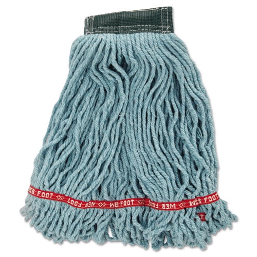 Rubbermaid Commercial Web Foot Wet Mop Head, Shrinkless, Cotton/synthetic, Green, Medium, 6/carton
