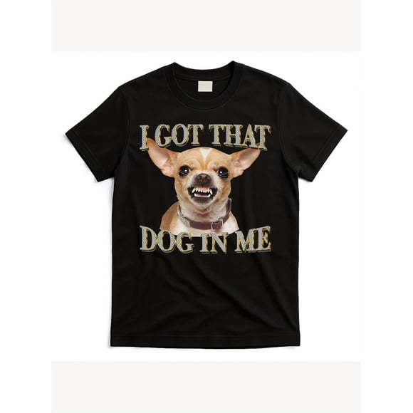 T-shirt Drôle « J'ai des Gènes O » Propriétaire de Chien Chihuahua Lettrage Noir et Doré Audacieux avec Graphique de Chihuahua