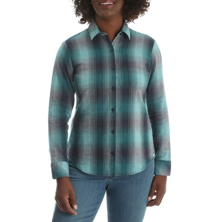 Riders by Lee Women's Soft Flannel Plaid Shirt - Walmart.com