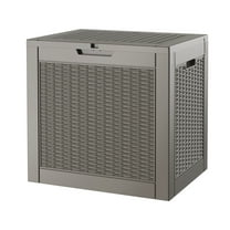 LHBcraft 31 Gallon Deck Box, Lockable Resin Outdoor Storage Box, Waterproof and UV Resistant Lightweight Storage Deck Box for Patio Cushions & Accessories,Gray