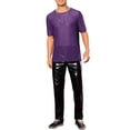 thumbnail image 2 of INSPIRE CHIC Sheer Mesh T-Shirt for Men's Short Sleeve Tee Top Crew Neck Party See Through t Shirts S Purple, 2 of 4