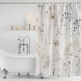 thumbnail image 4 of Beige Black Botanical Waterproof Fabric Shower Curtain,Watercolor Floral Vintage Waterproof Fabric Shower Curtain for Bathroom Curtains Bathtubs Hotel Shower Curtains with 12 Hooks Stall 48x72in, 4 of 8