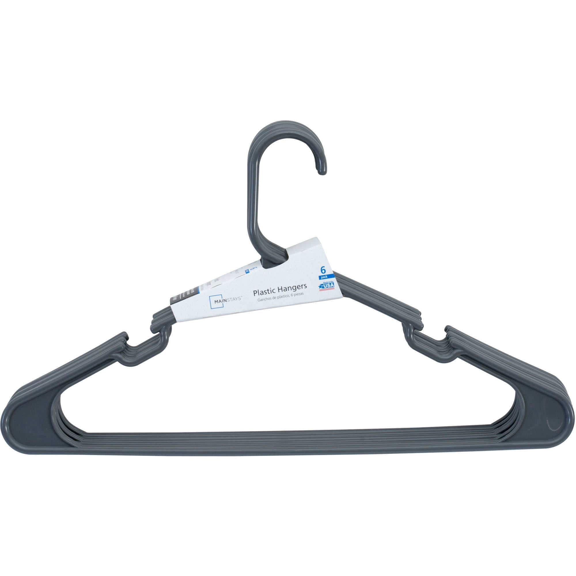 Mainstays Grey Hangers, 6 Count