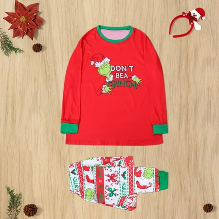 

Matching Family Pajamas Sets Christmas Print Top And Pants Sleepwear For Mom