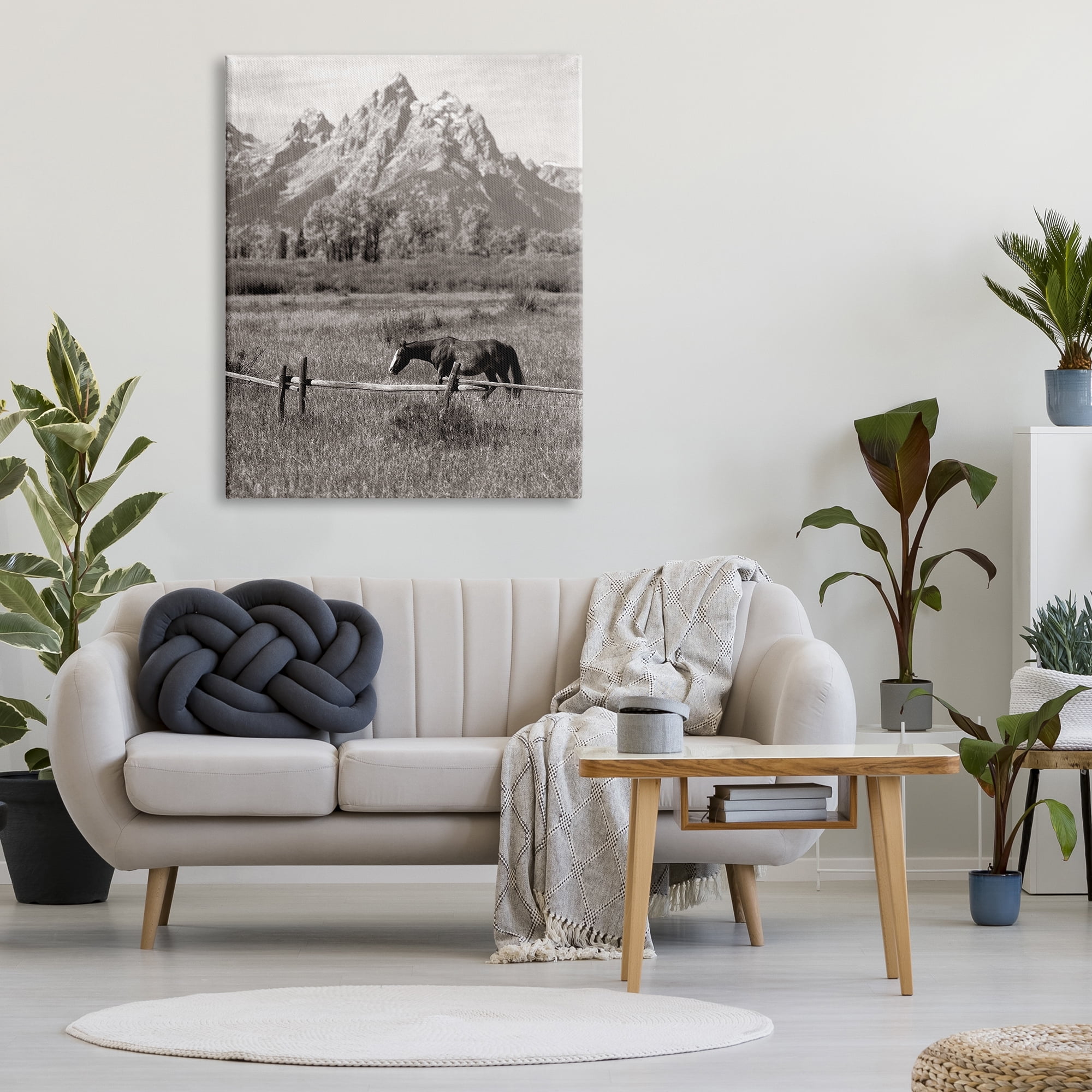 Stupell Industries Horse & Mountain Scenery Landscape Photography Gallery Wrapped Canvas Art Print Wall Art, 36 x 48