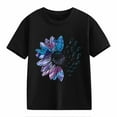 thumbnail image 4 of Kids Girls Cotton Short Sleeve Shirts Round Neck Flower Graphic Relaxed Casual Tops Comfy Soft Breathable Blouse Tees, 4 of 4