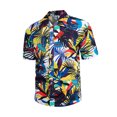 thumbnail image 3 of Camisas Para Hombre Manga Larga De AlgodóN Camisetas para hombres Primavera Cuello de los hombres Turndown Manga corta Casual Blusa suelta Camisas impresas (Yellow, 4XL), 3 of 4