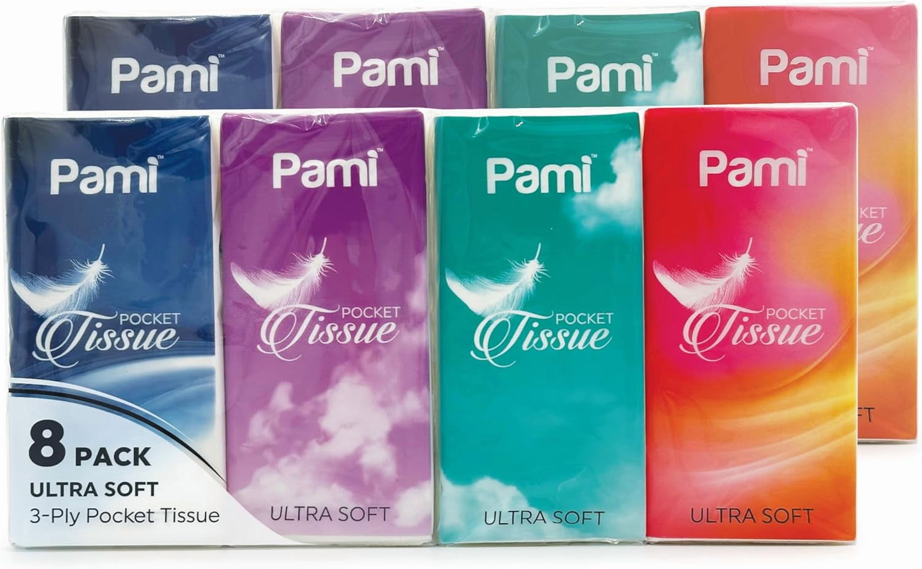 Pami Soft Facial Tissue Paper, 3-Ply Pocket Tissue, 8 Pack photo 1