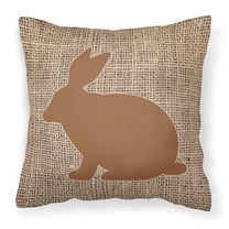 Carolines Treasures BB1002-BL-BN-PW1818 Rabbit Burlap and Brown   Canvas Fabric Decorative Pillow BB1002 18H x18W