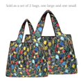 thumbnail image 3 of Wrapables Large & Small Foldable Tote Nylon Reusable Grocery Bags, Set of 2, Connections, 3 of 5