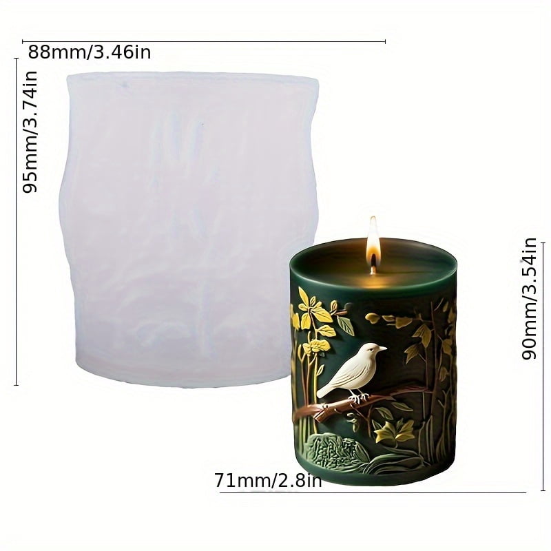 Birdie Cheer Candle Mold – Charming Bird & Twig Design with Rose Detail. Durable & Easy-to-Use Silicone Mold for DIY Candles, Soap, and Home Decor Crafts. Ideal for Soap Making Supplies, Creative & F