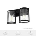 thumbnail image 7 of Hunter - Astwood 2-light Matte Black, Medium Size Vanity Light, Dimmable, Caged Style, for Bedrooms, Dining, Living Rooms - 48000, 7 of 7