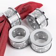 thumbnail image 1 of Anillos de servilleta de metal con diamantes de imitación CHAO Plateado Juego de 4, 1 of 5